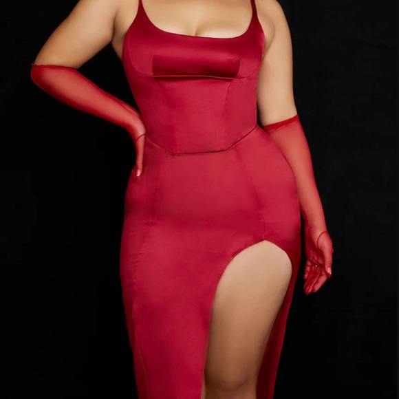 Elegant Red Women's Intimate Dress - Picture 4 of 7